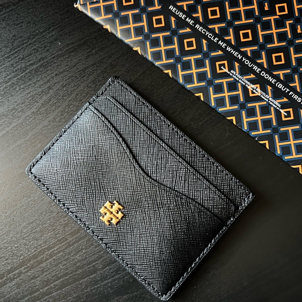 Tory Burch Black and Gold Key Card Holder